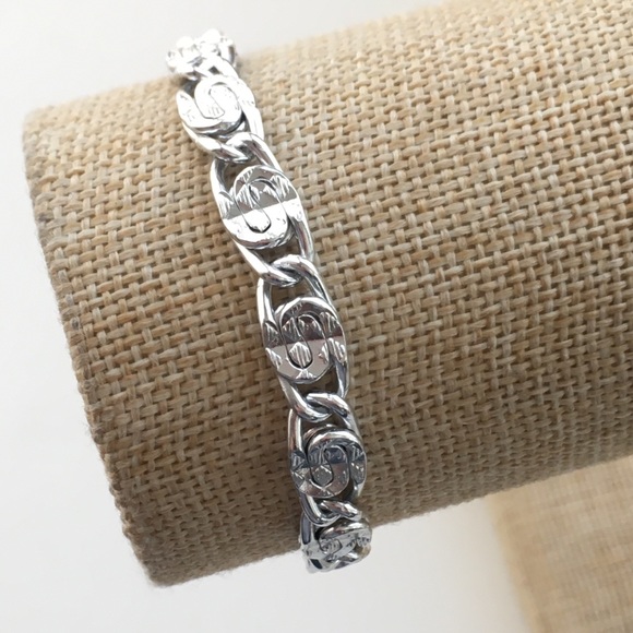 Classic Silver Etched S Link Bracelet - Picture 3 of 5